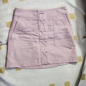 Light Pink Lace-Up Mini‎ Skirt